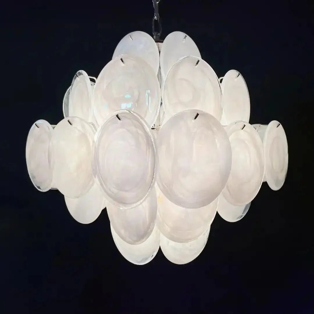 Murano Chandelier 36 White Disks - fovolighting