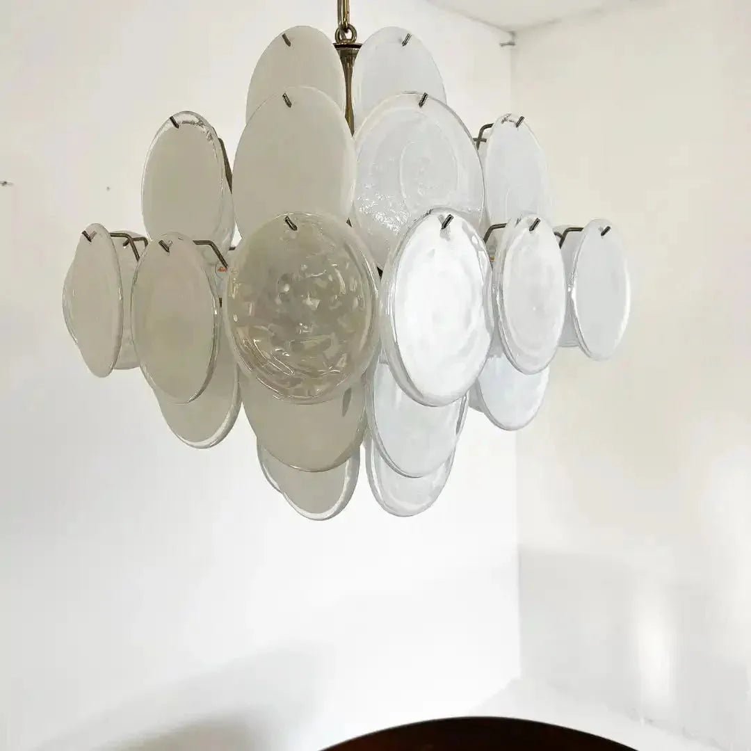 Murano Chandelier 36 White Disks - fovolighting