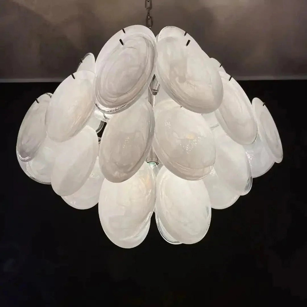 Murano Chandelier 36 White Disks - fovolighting