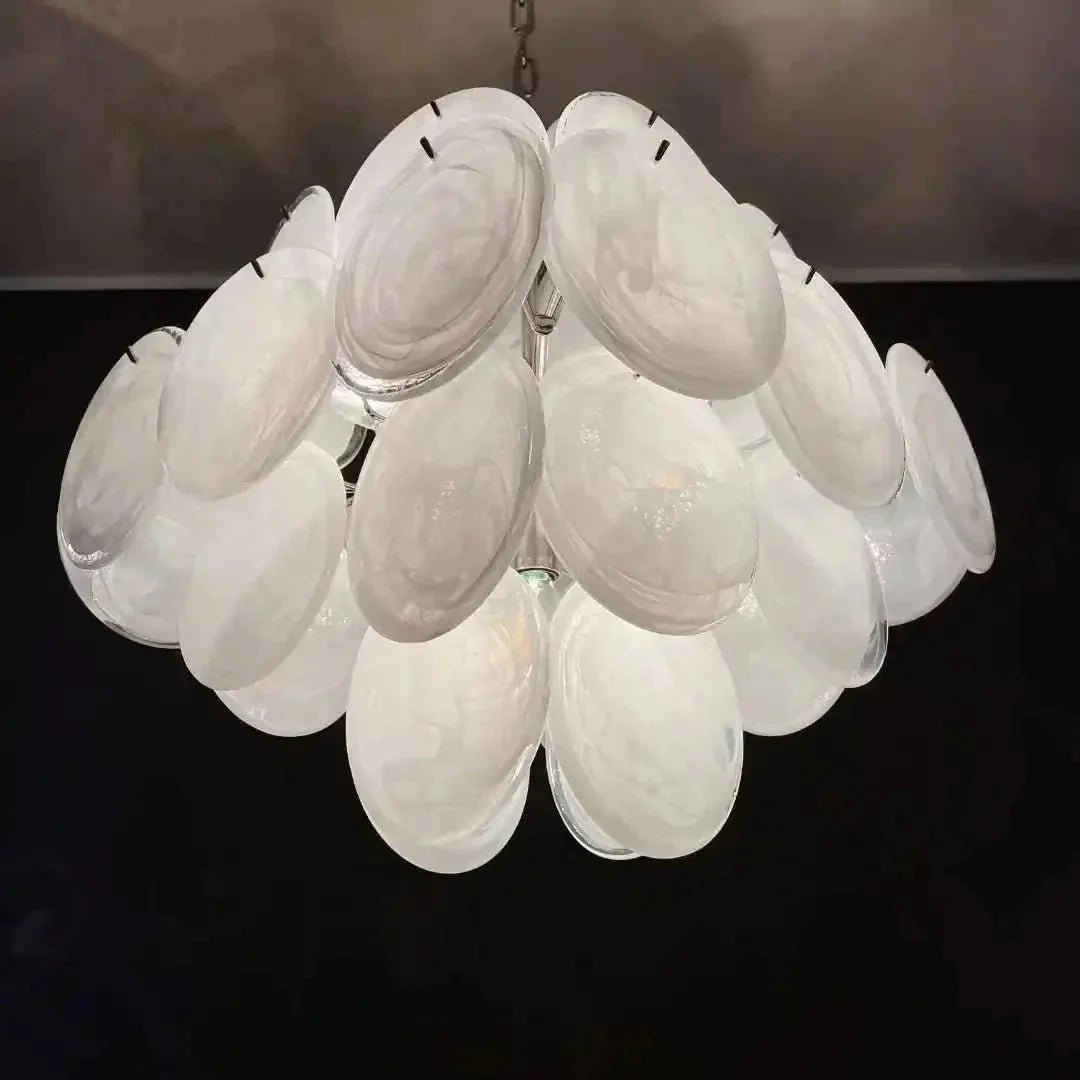 Murano Chandelier 36 White Disks - fovolighting