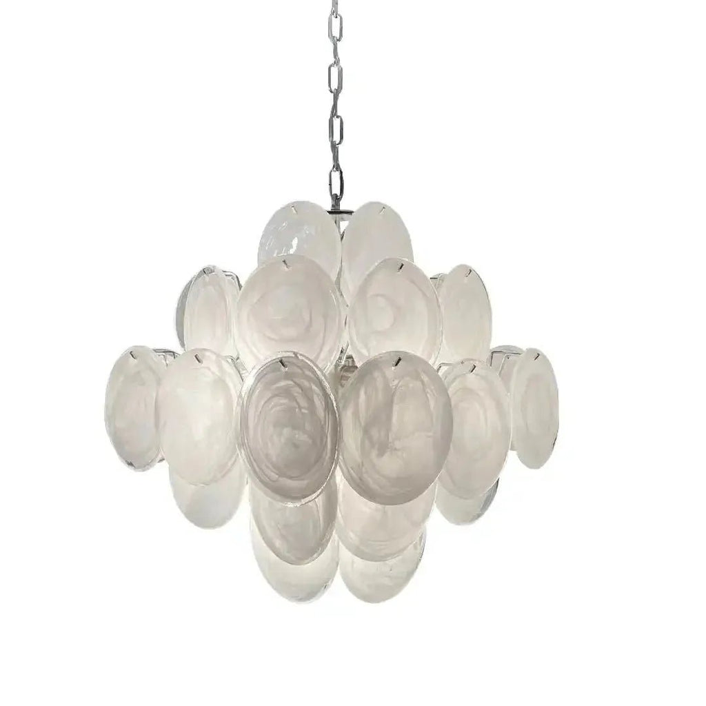 Murano Chandelier 36 White Disks - fovolighting