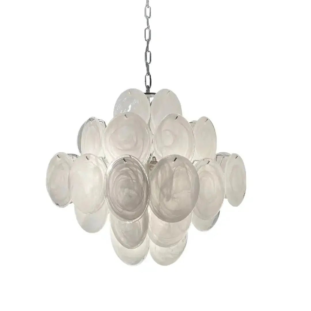 Murano Chandelier 36 White Disks - fovolighting