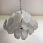 Murano Chandelier 36 White Disks - fovolighting