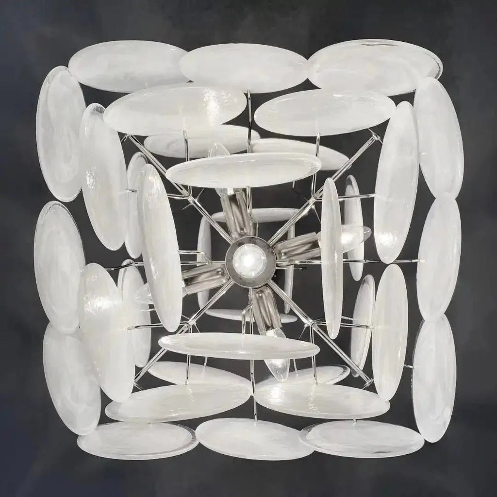 Murano Chandelier 36 White Disks - fovolighting
