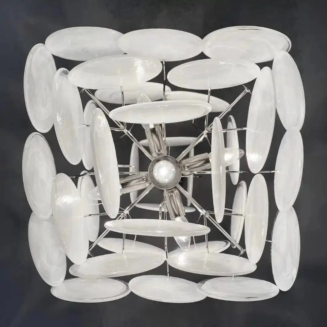 Murano Chandelier 36 White Disks - fovolighting