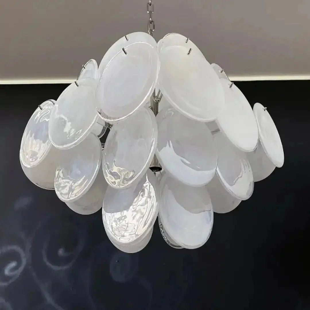 Murano Chandelier 36 White Disks - fovolighting