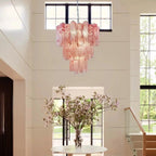 Murano Chandelier – 48 tubes – Alabaster Pink - fovolighting