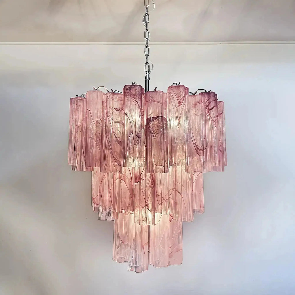 Murano Chandelier – 48 tubes – Alabaster Pink - fovolighting