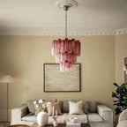 Murano Chandelier – 48 tubes – Alabaster Pink - fovolighting