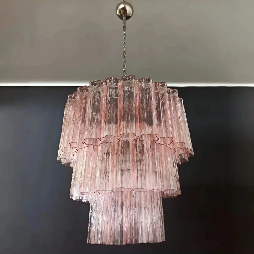 Murano Chandelier – 48 tubes – Alabaster Pink - fovolighting