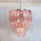 Murano Chandelier – 48 tubes – Alabaster Pink - fovolighting
