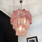 Murano Chandelier – 48 tubes – Alabaster Pink - fovolighting
