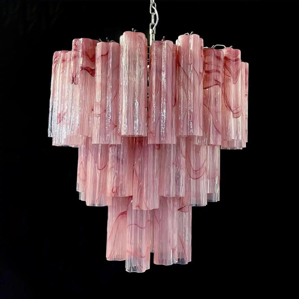 Murano Chandelier – 48 tubes – Alabaster Pink - fovolighting