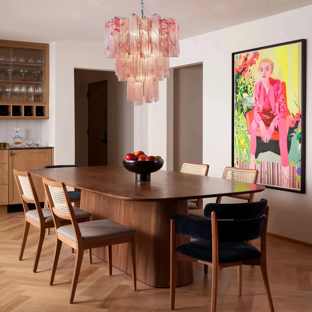 Murano Chandelier – 48 tubes – Alabaster Pink - fovolighting