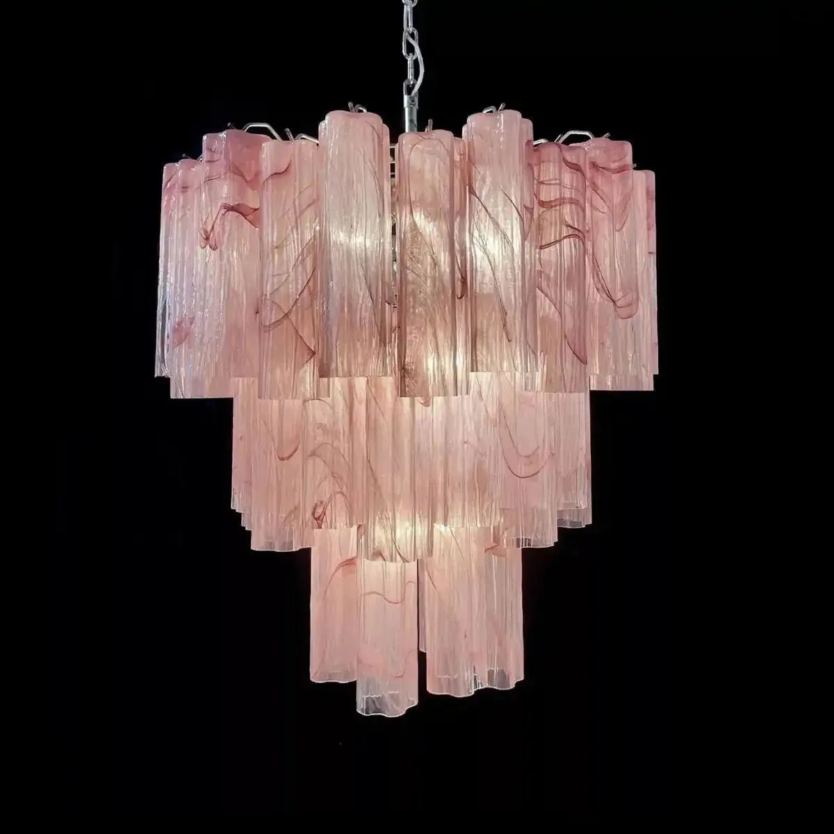 Murano Chandelier – 48 tubes – Alabaster Pink - fovolighting