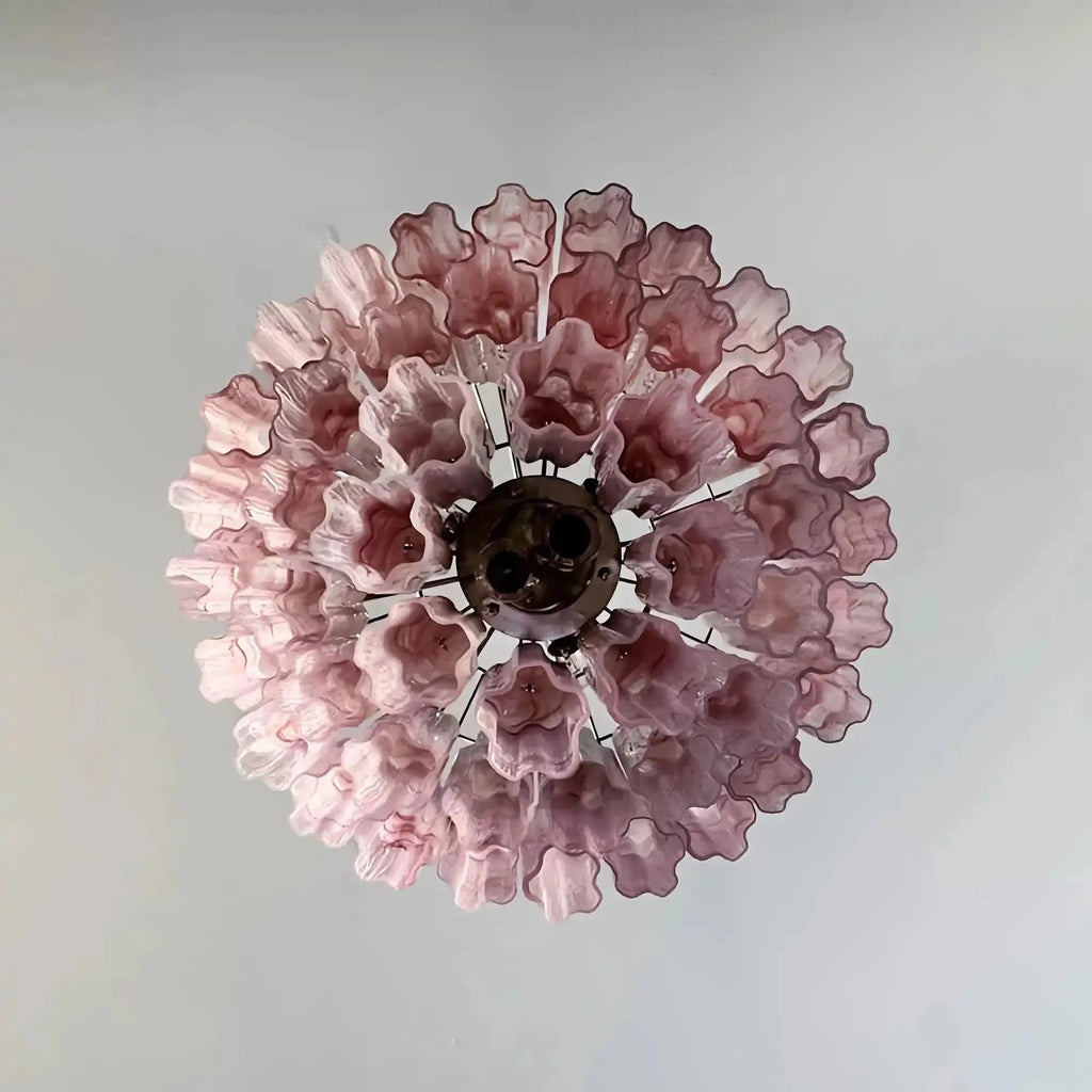 Murano Chandelier – 48 tubes – Alabaster Pink - fovolighting