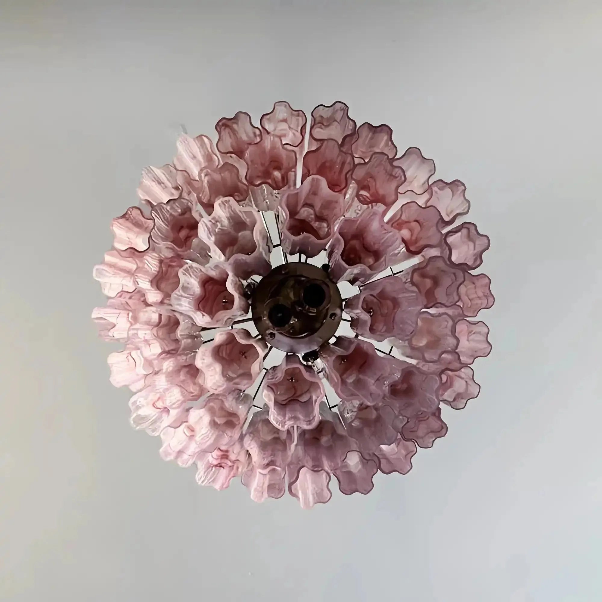 Murano Chandelier – 48 tubes – Alabaster Pink - fovolighting