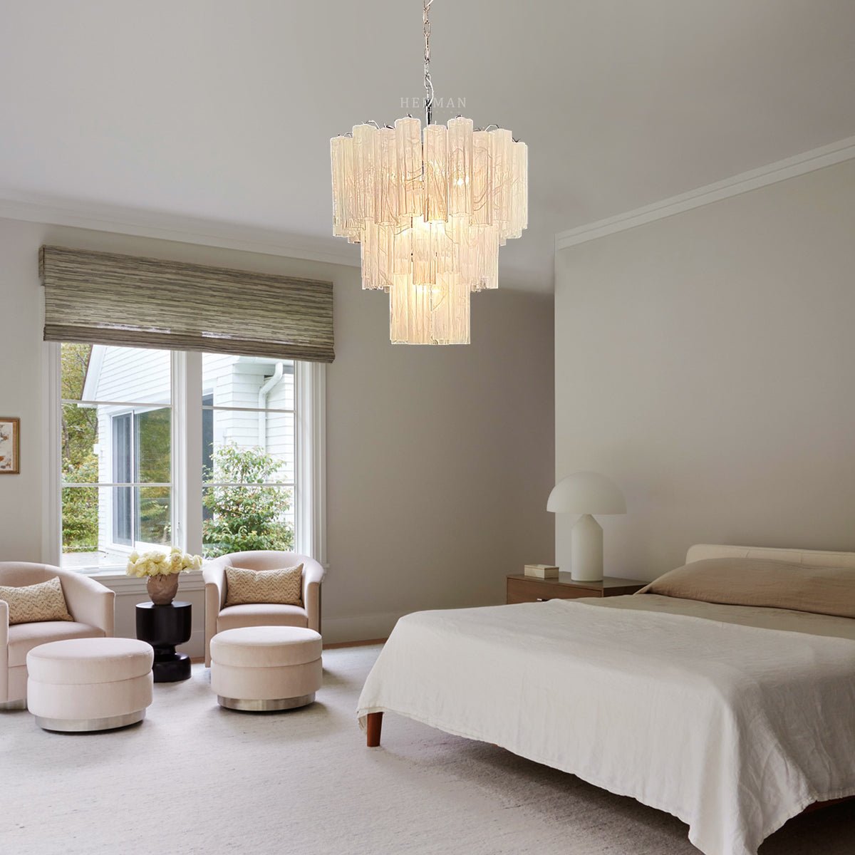 Murano Chandelier – 48 tubes – Alabaster White - fovolighting