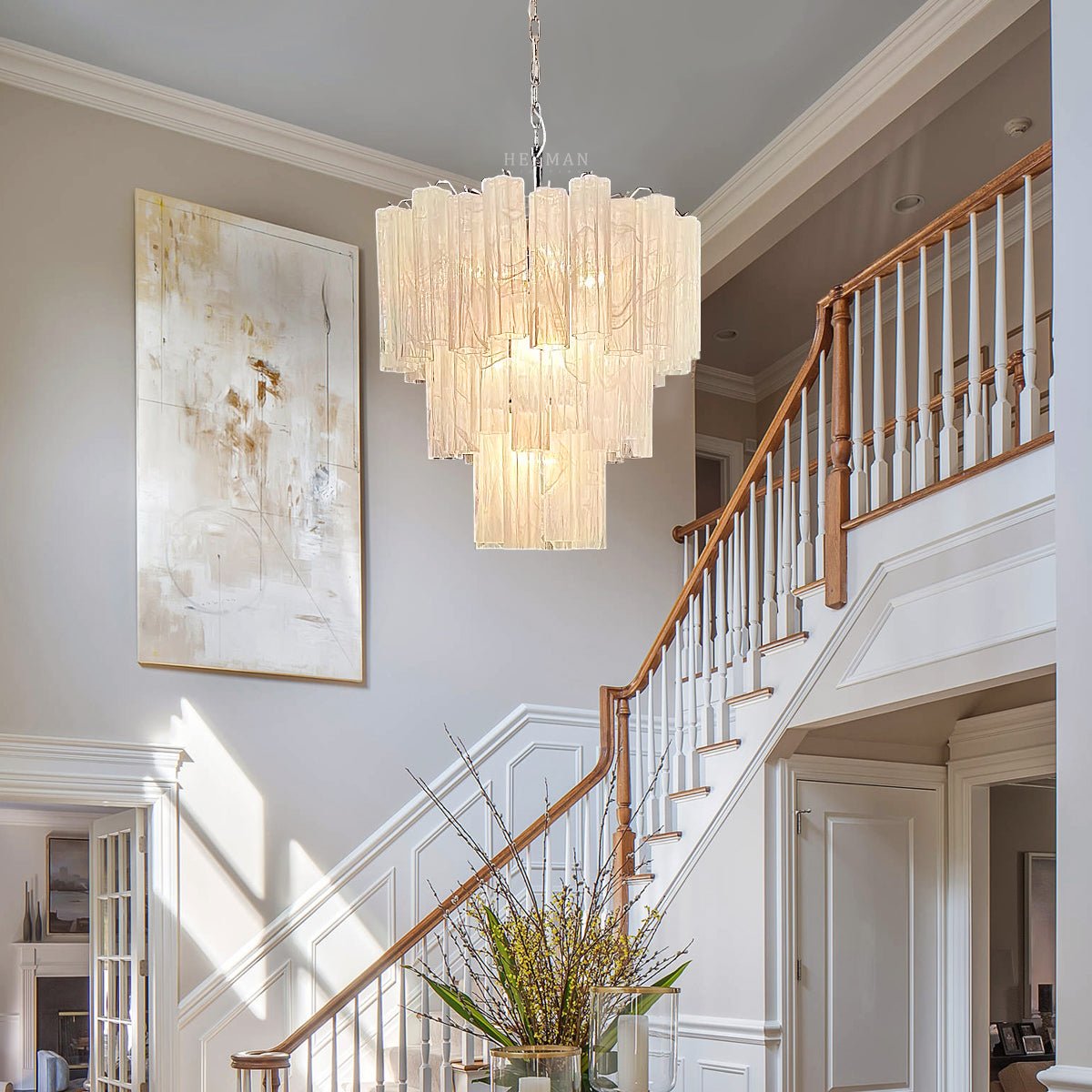 Murano Chandelier – 48 tubes – Alabaster White - fovolighting