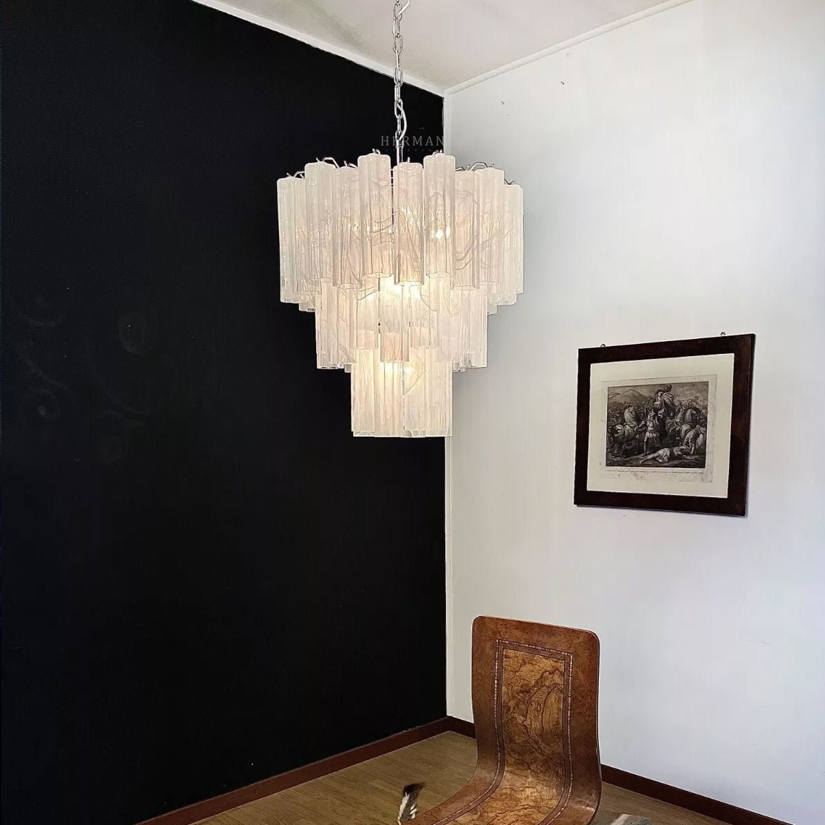 Murano Chandelier – 48 tubes – Alabaster White - fovolighting