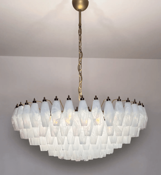 Murano Chandelier – Poliedri – 185 glass – White Alabaster - fovolighting