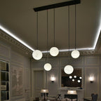 Nami Alabaster Sphere Staircase Chandelier Brass Multi Pendant Light - fovolighting