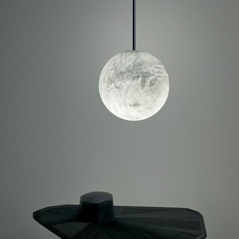 Nami Alabaster Sphere Staircase Chandelier Brass Multi Pendant Light - fovolighting