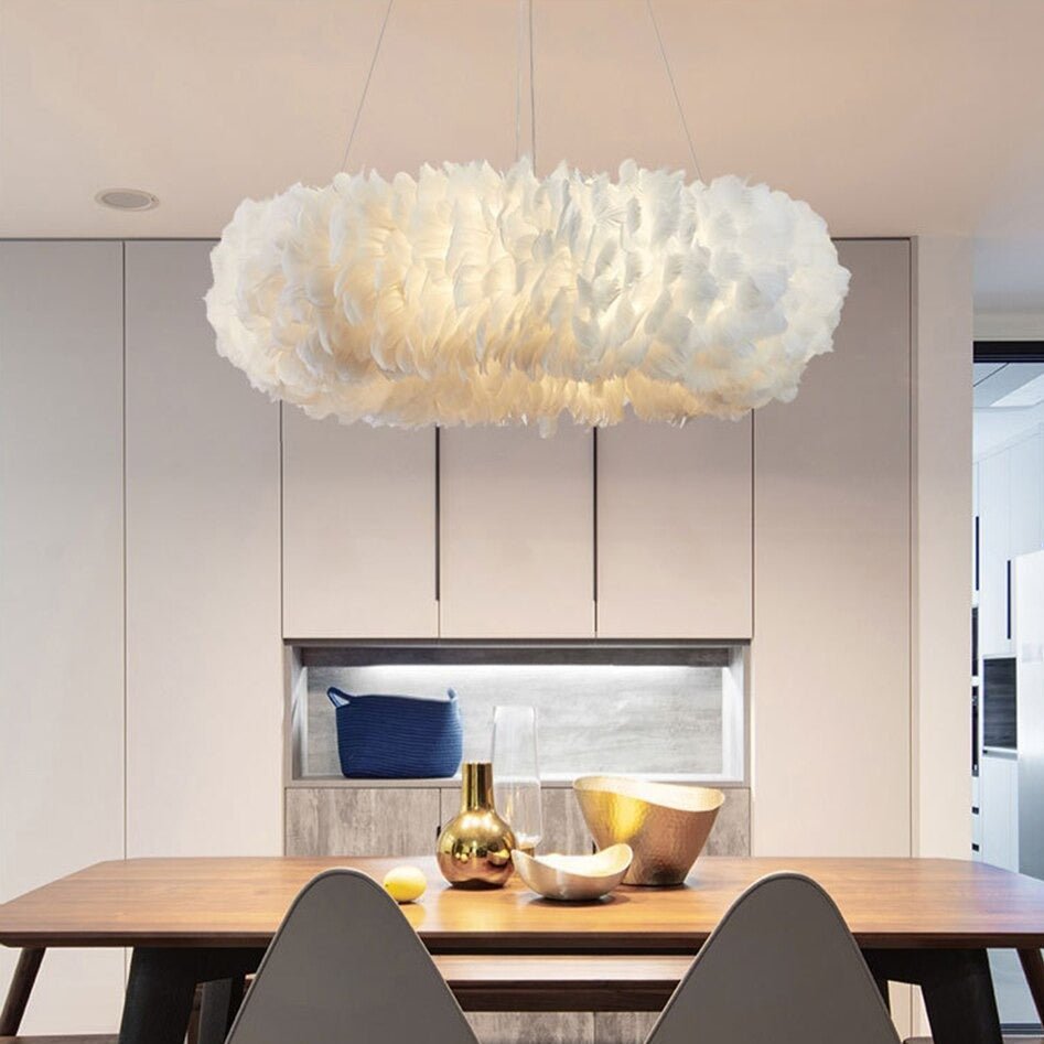Natural Goose Feather Chandelier - fovolighting