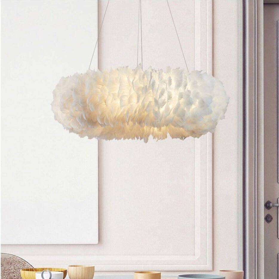 Natural Goose Feather Chandelier - fovolighting