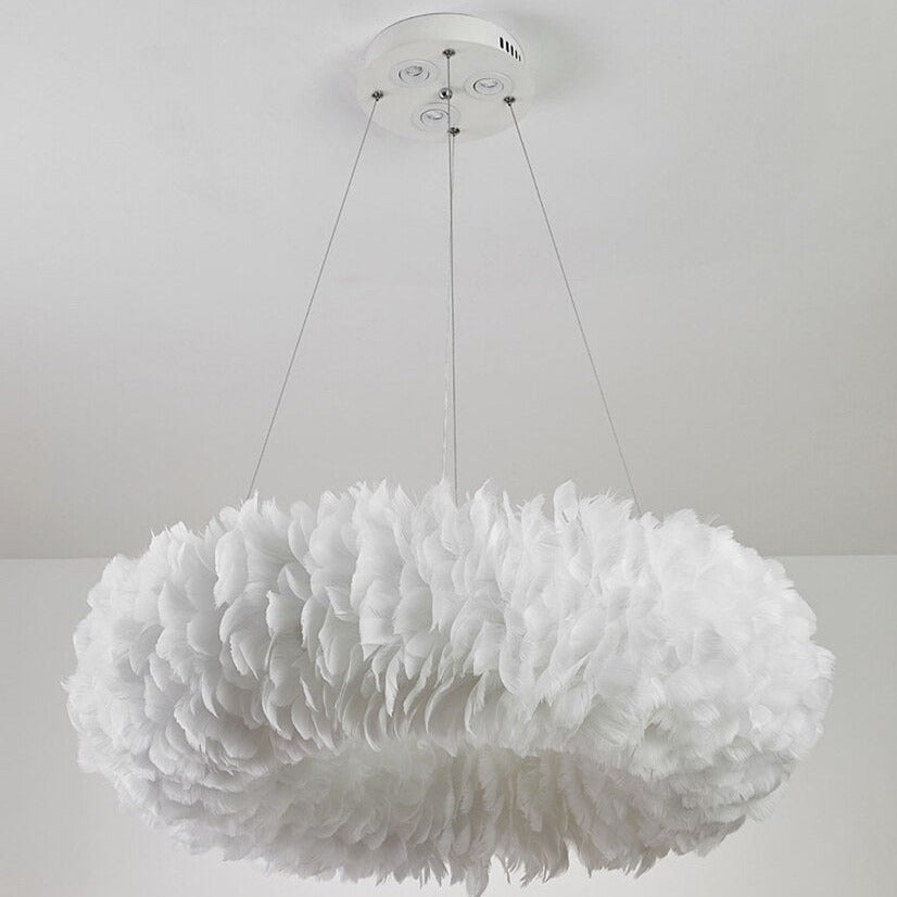 Natural Goose Feather Chandelier - fovolighting