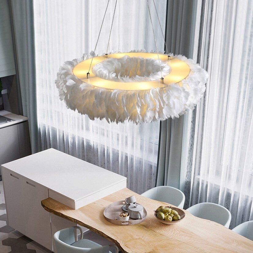 Natural Goose Feather Chandelier - fovolighting