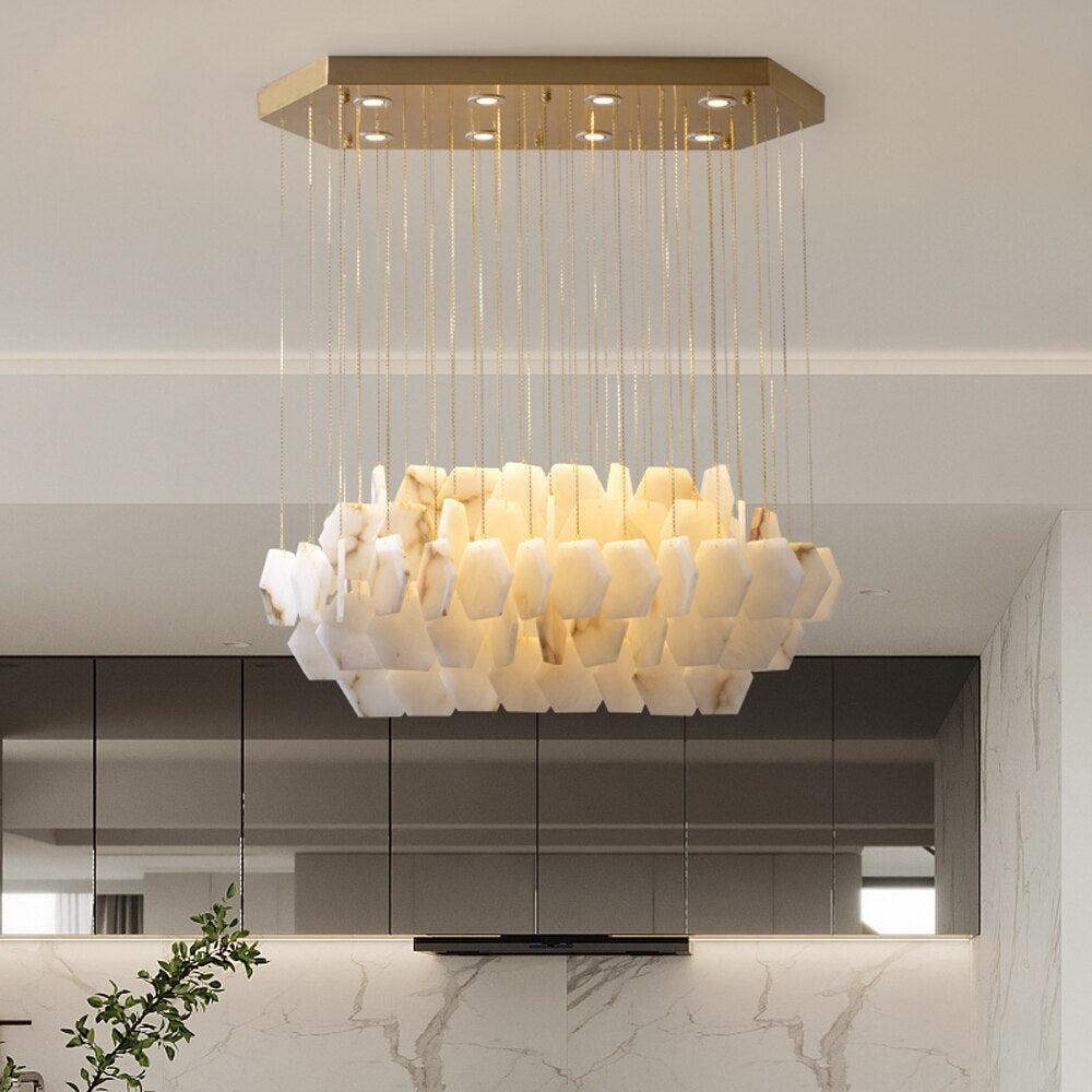 Natural Marble Alabaster Modern Chandelier - fovolighting