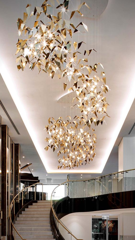 New Creative Golden Wings Floating Chandelier for Hall/Hotel/Restaurant - fovolighting