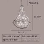 New Extra Large Luxury and Elegant Crystal Chandelier for Living Room/Staircase/Foyer/Villa/Duplex Hall - fovolighting
