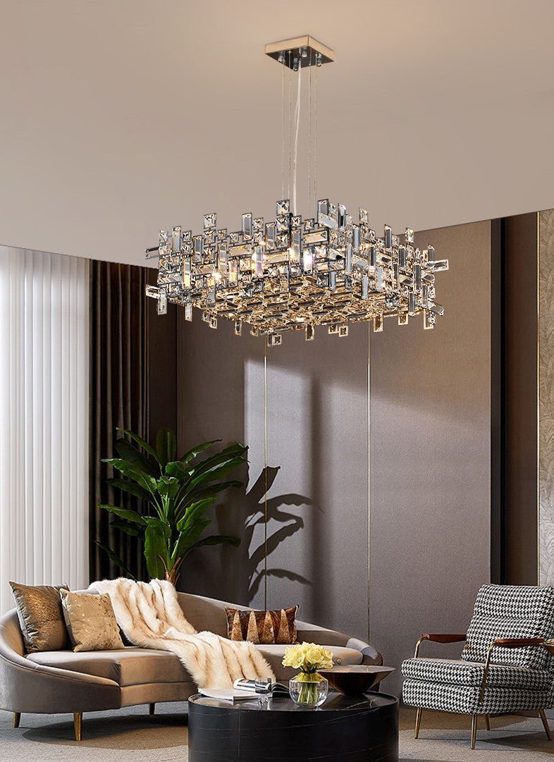 New Italian Style Light Luxury Villa Duplex Designer Luxury Crystal Chandelier for Dining/Living Room/Bedroom - fovolighting