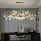 New Style Extra Large Brass Branch Chandelier Light Crystal Drops Pendant Lamp For Living/ Dining Room - fovolighting