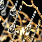 New Style Extra Large Brass Branch Chandelier Light Crystal Drops Pendant Lamp For Living/ Dining Room - fovolighting