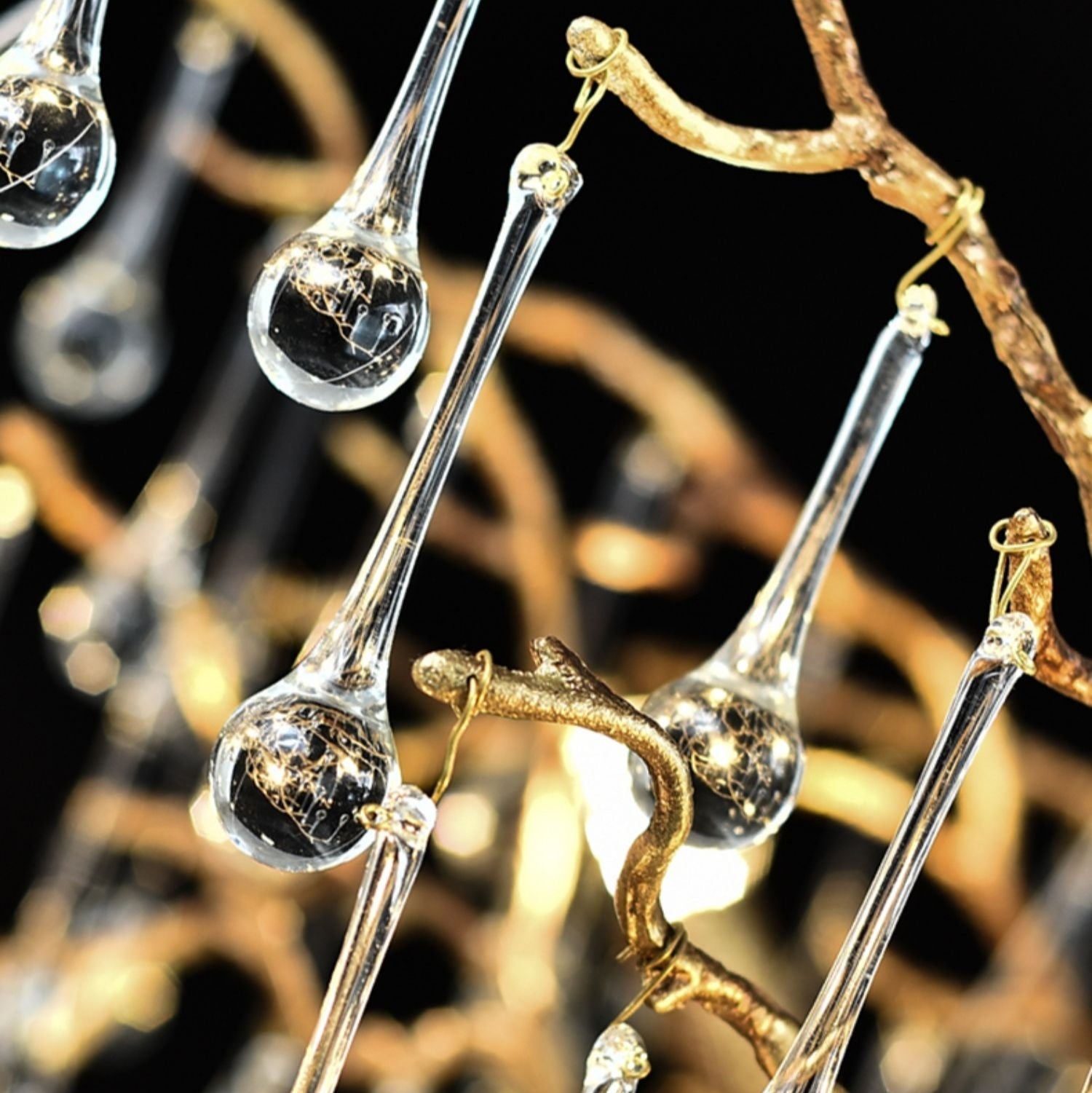 New Style Extra Large Brass Branch Chandelier Light Crystal Drops Pendant Lamp For Living/ Dining Room - fovolighting