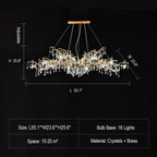 New Style Extra Large Brass Branch Chandelier Light Crystal Drops Pendant Lamp For Living/ Dining Room - fovolighting