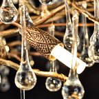 New Style Extra Large Brass Branch Chandelier Light Crystal Drops Pendant Lamp For Living/ Dining Room - fovolighting