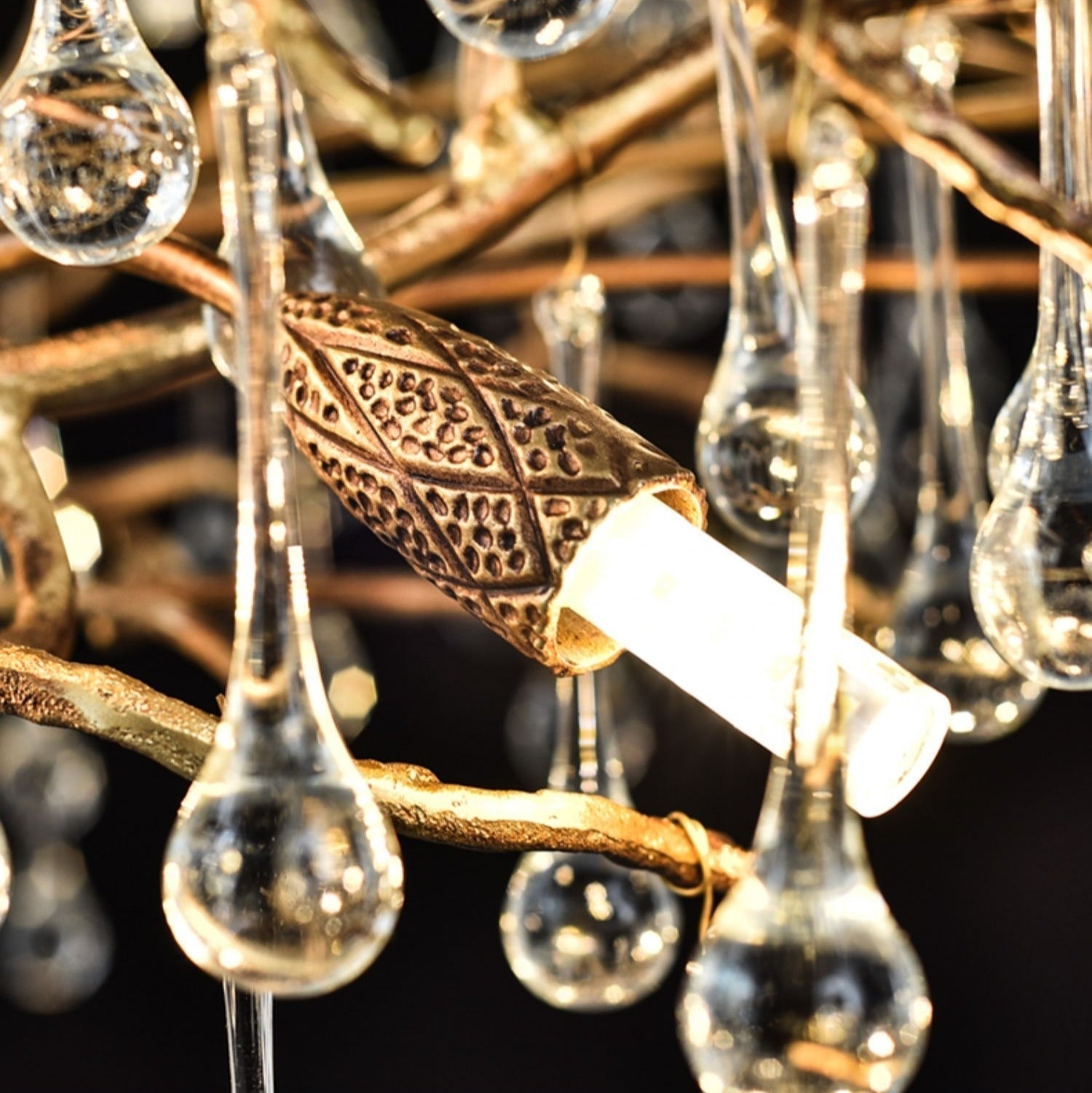 New Style Extra Large Brass Branch Chandelier Light Crystal Drops Pendant Lamp For Living/ Dining Room - fovolighting