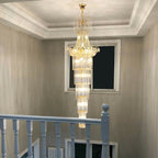 New Style Royal Large Crystal Chandelier Long Ceiling Lighting Fixture For Living Room Staircase/ Entryway - fovolighting