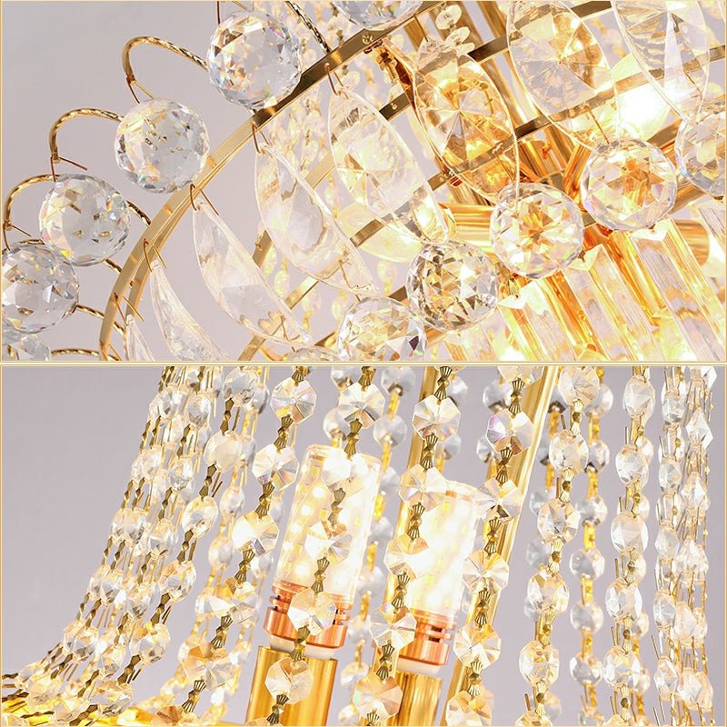 New Style Royal Large Crystal Chandelier Long Ceiling Lighting Fixture For Living Room Staircase/ Entryway - fovolighting