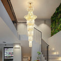 New Style Royal Large Crystal Chandelier Long Ceiling Lighting Fixture For Living Room Staircase/ Entryway - fovolighting