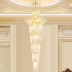 New Style Royal Large Crystal Chandelier Long Ceiling Lighting Fixture For Living Room Staircase/ Entryway - fovolighting