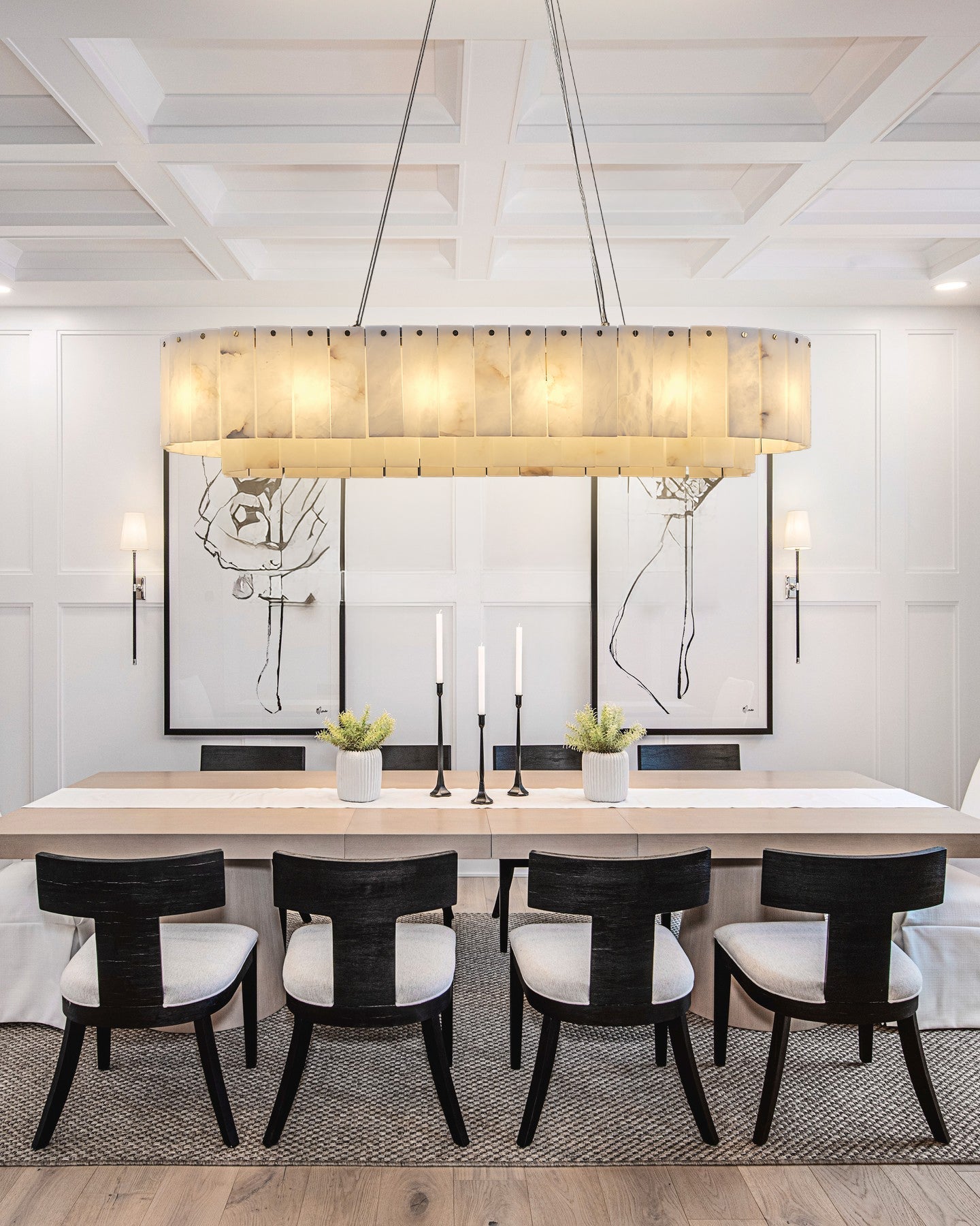 Nonzerad Rectangle Alabaster Dining Room Chandeliers - fovolighting