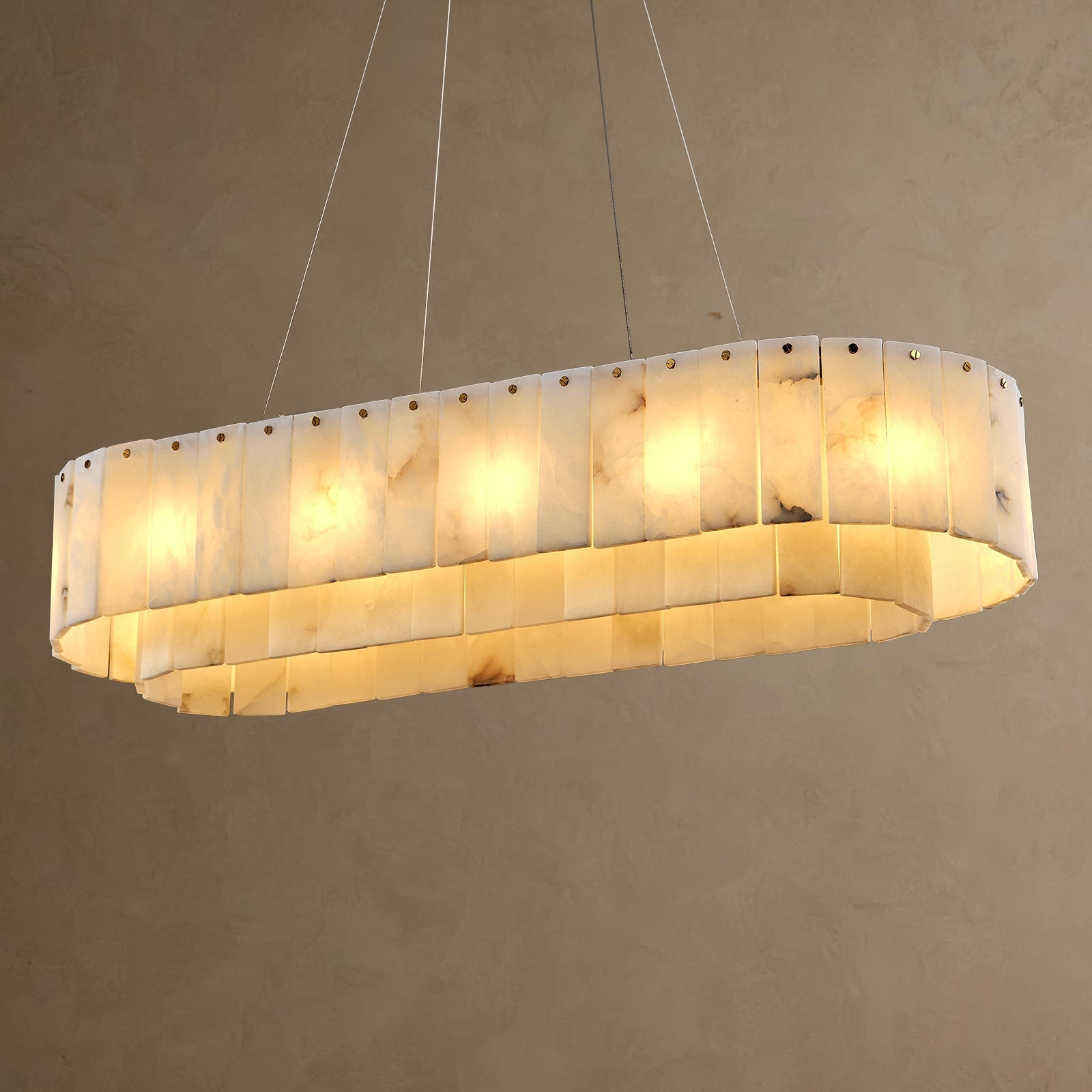 Nonzerad Rectangle Alabaster Dining Room Chandeliers - fovolighting