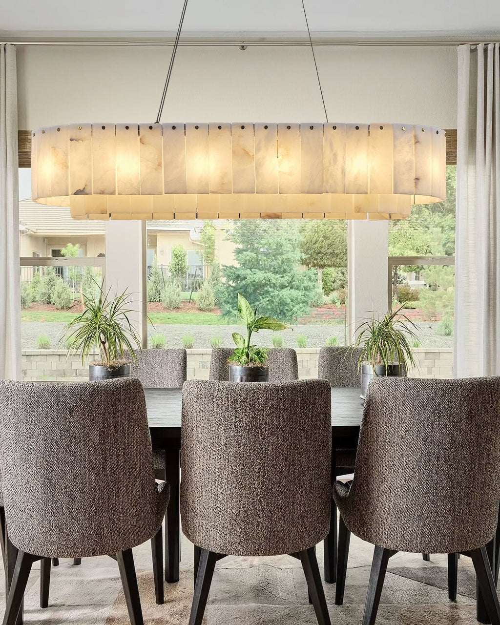 Nonzerad Rectangle Alabaster Dining Room Chandeliers - fovolighting