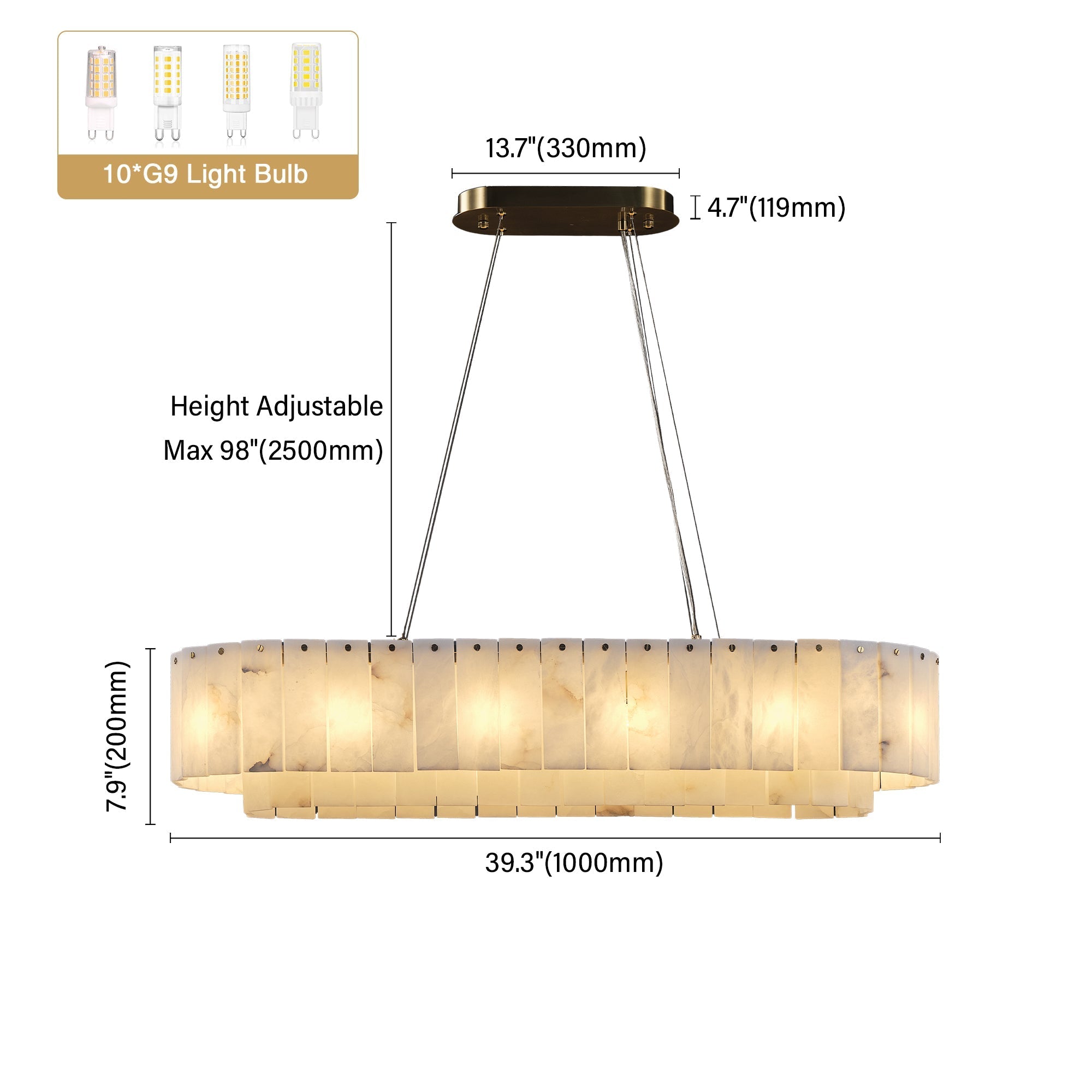 Nonzerad Rectangle Alabaster Dining Room Chandeliers - fovolighting