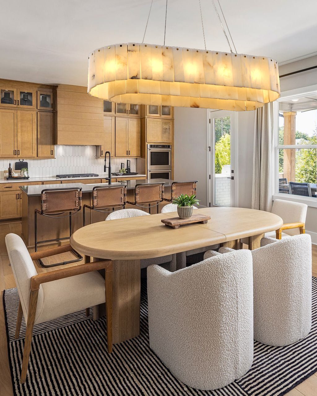Nonzerad Rectangle Alabaster Dining Room Chandeliers - fovolighting